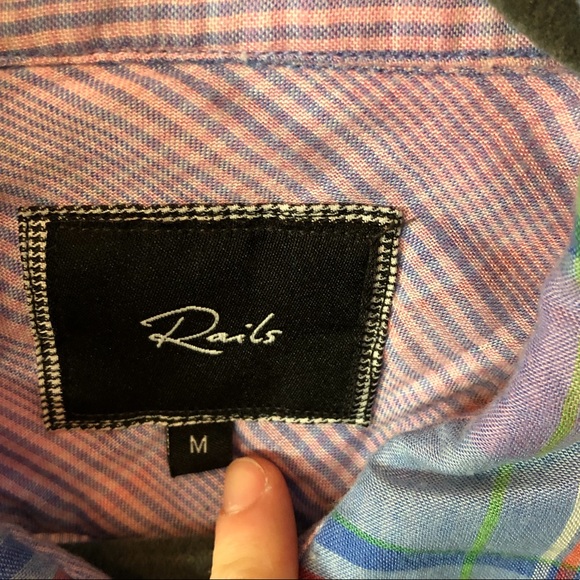 Rails Pastel Stripe Button Up Flannel Blouse (M) - Picture 3 of 6